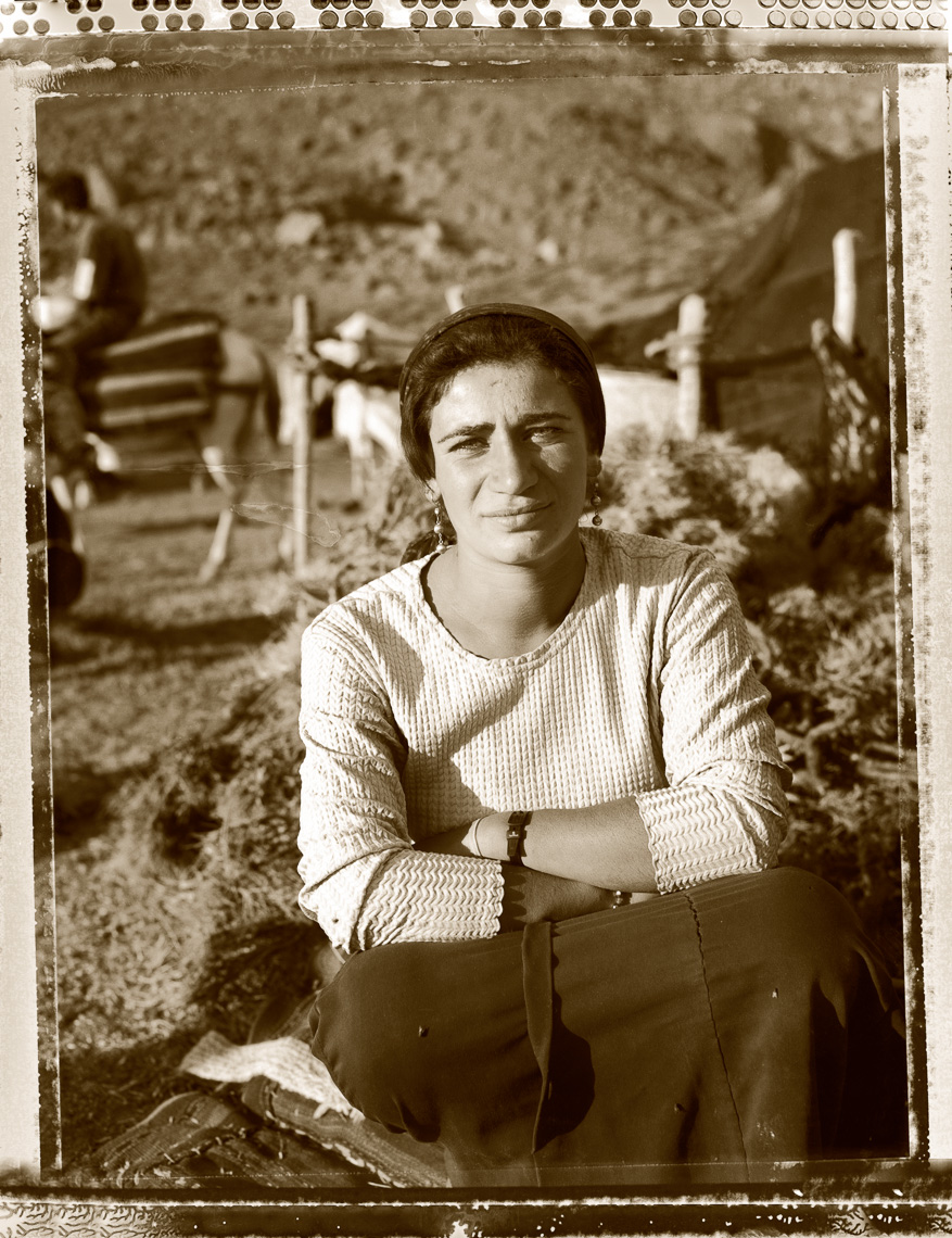 Kurdish portrait of young woman  in village  in mountain region near Syrian boarder.