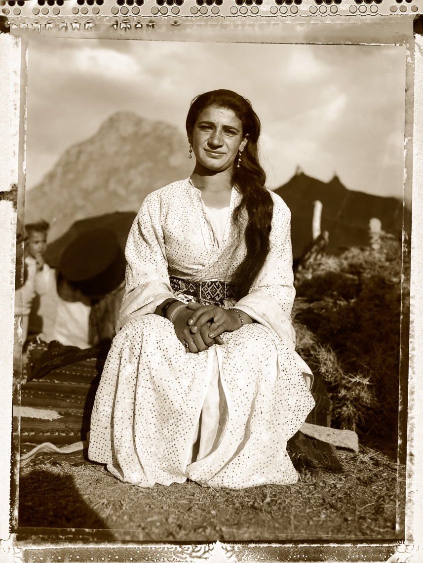 Kurdish portrait of young woman  in village  in mountain region near Syrian boarder.