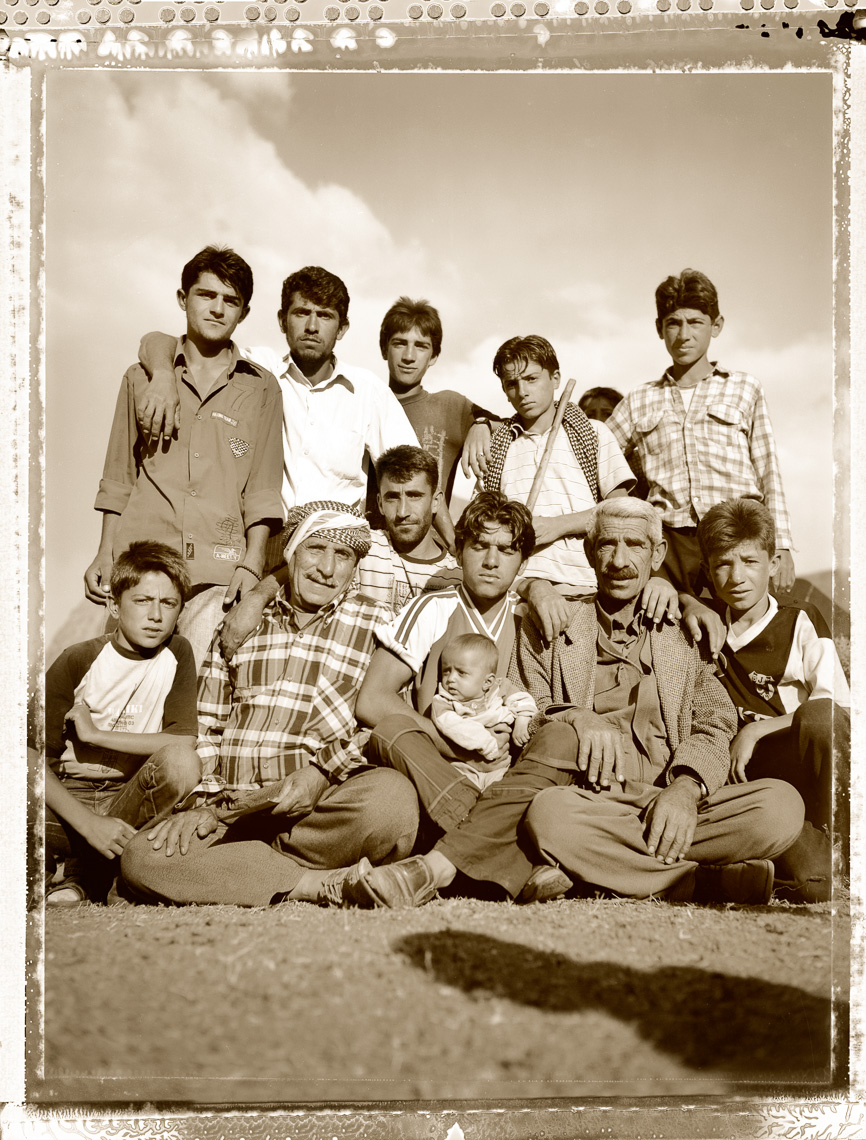 Kurdish portrait of village men in remote mountain village, Syrian boarder.
