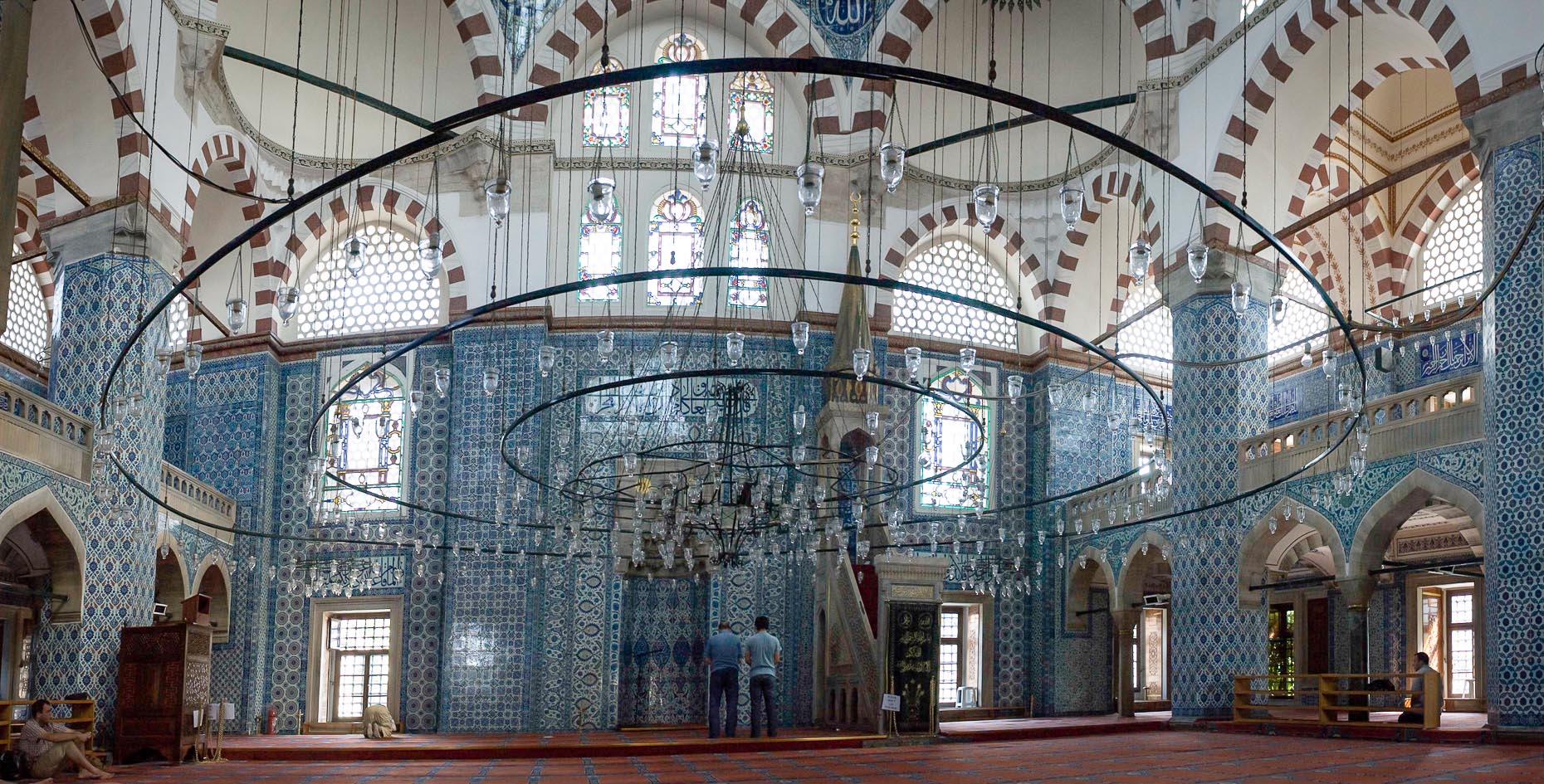 Interior panoramic of Muslim Mosque in Istanbul, Turkey.