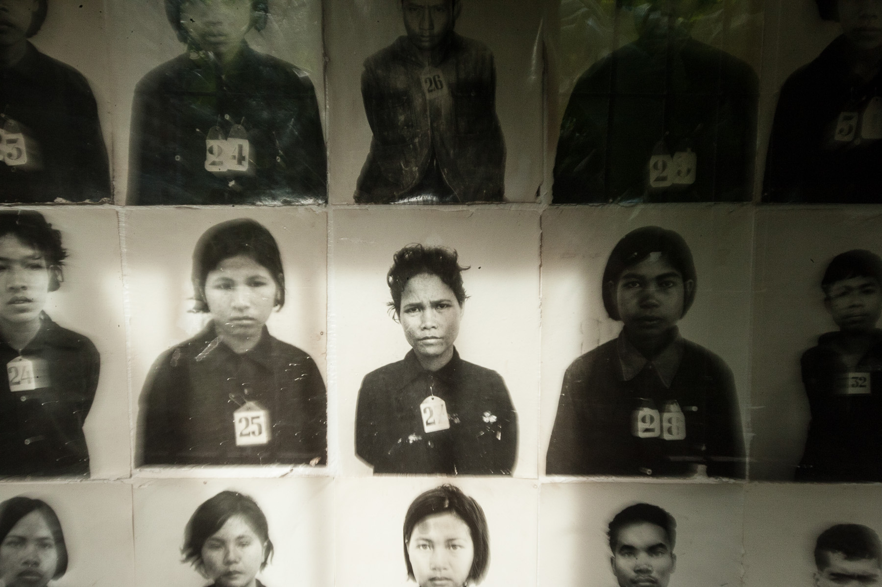 Photos of prisoners of Toul Sleng prison, Phnom Penh Cambodia.