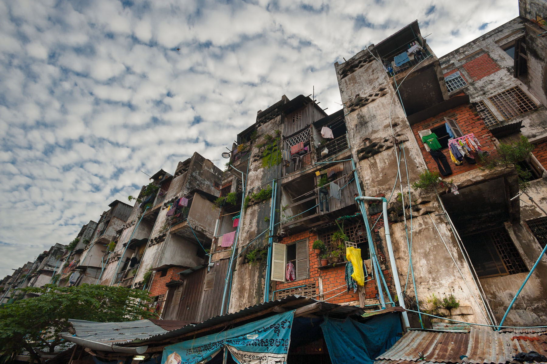 Slum building in Phnom Penh Cambodia. 