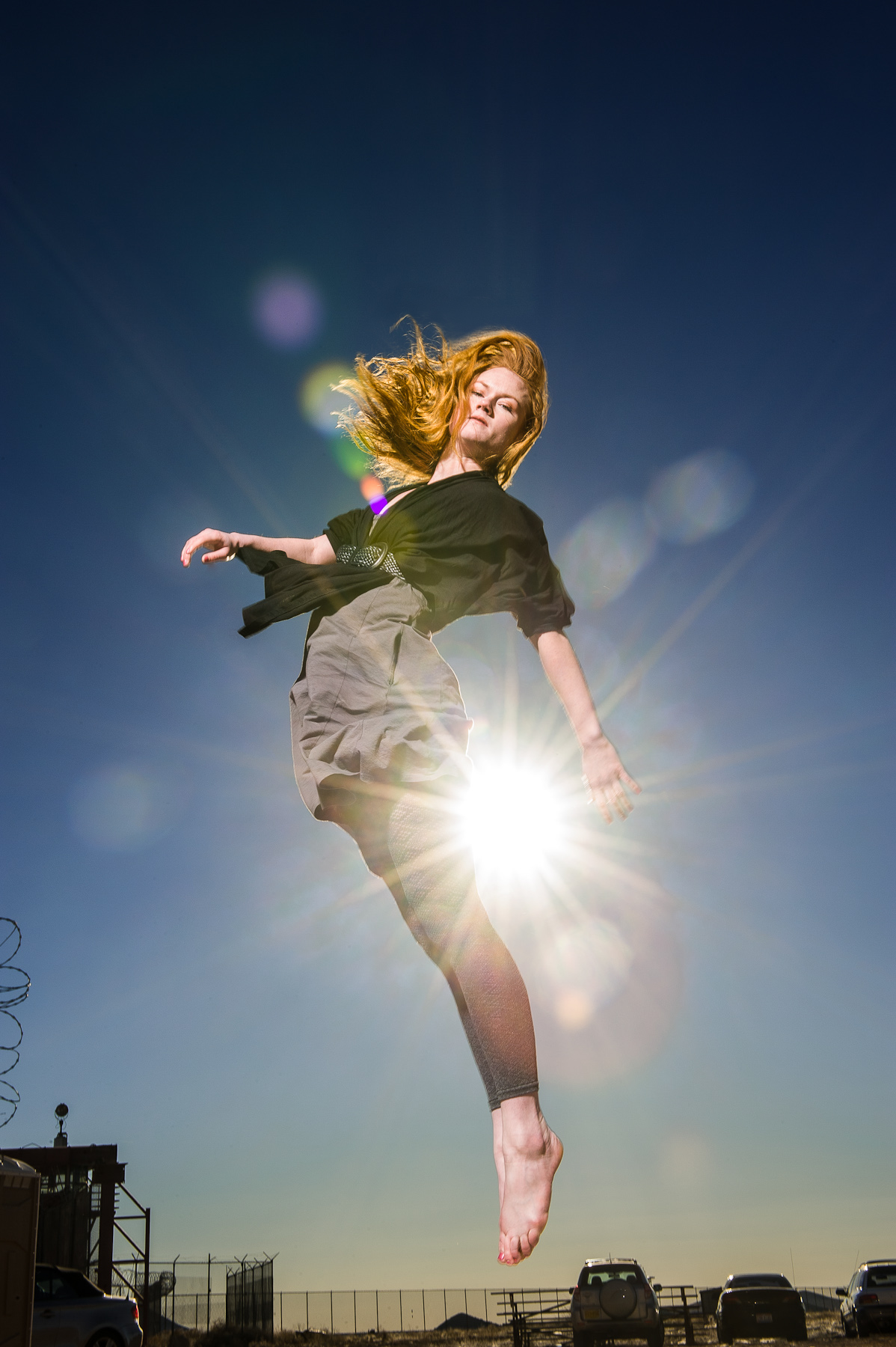 Dramatic fashion portrait of woman leaping