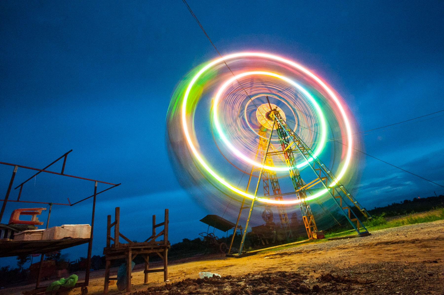 Spinning ferris wheel at carnival, Siem Reap Cambodia.