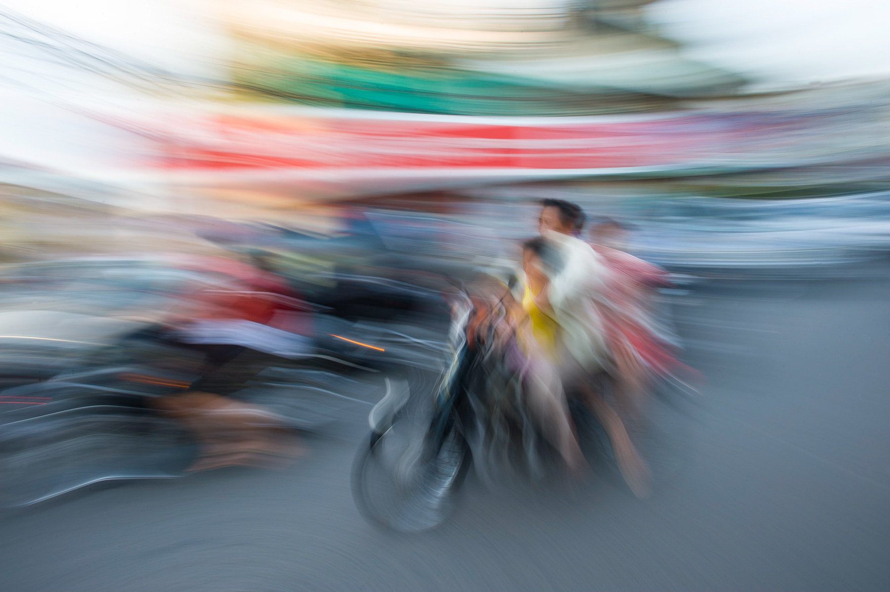 Blurred scooter Phnom Penh, Cambodia.